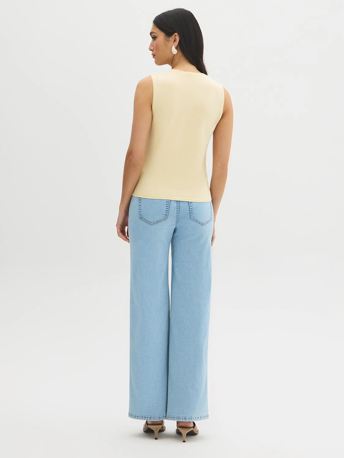 Picot-Trim Square Neck Tank Top