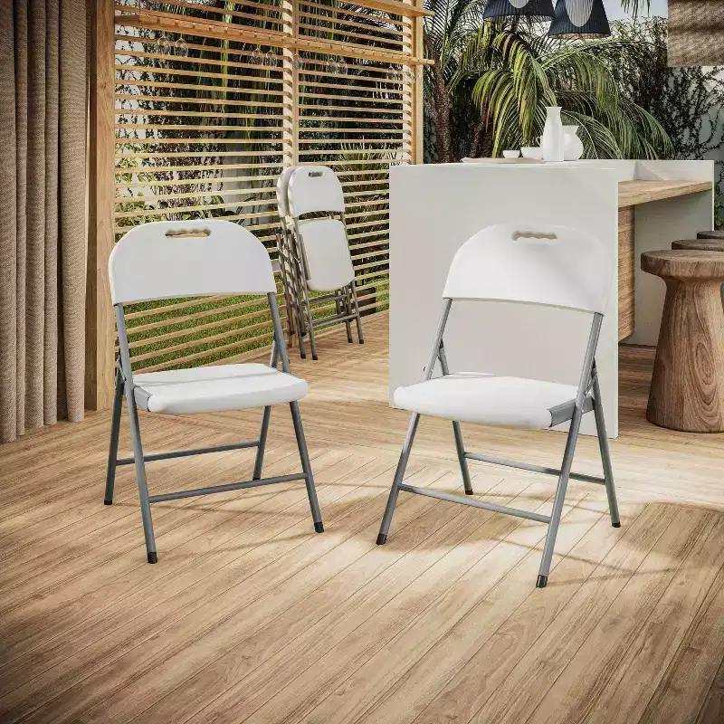 Techni Home Set of 4 Folding Chairs Granite White