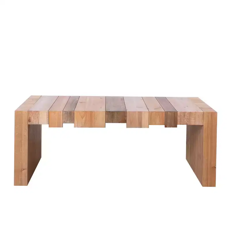 GDFStudio Deidre Modern Rustic Rectangular Wood Coffee Table with Slatted Design