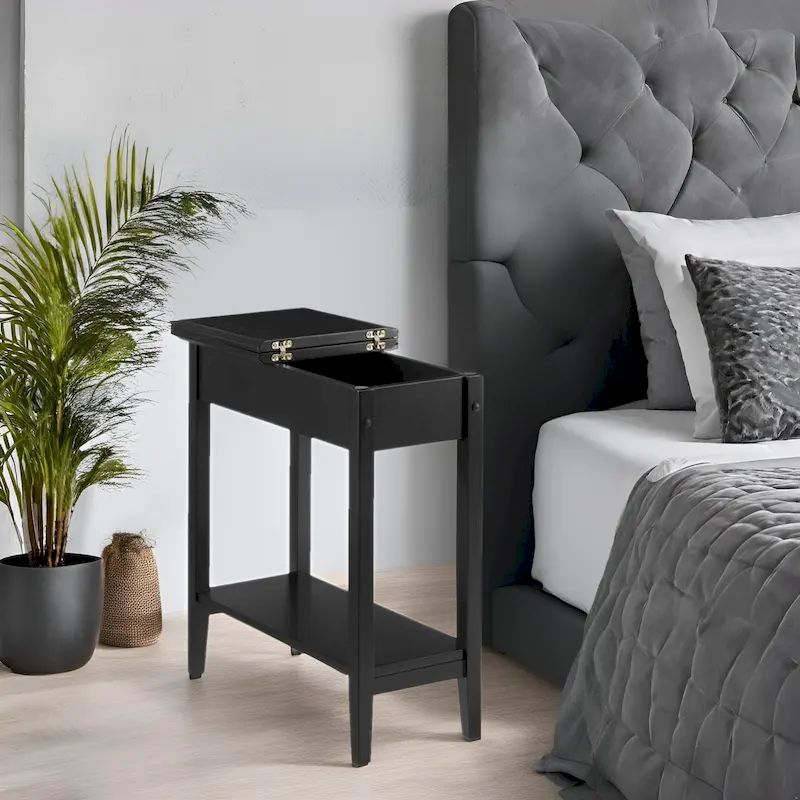 Stylish Slim End Table, Narrow Nightstand, and Skinny Bedside Table