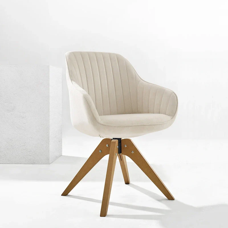 Art Leon Classical Swivel Office Accent Chair with Wood Legs