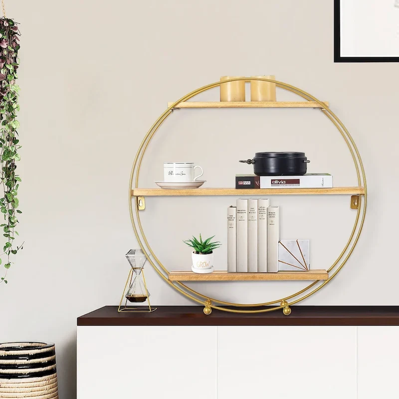 Multipurpose 3 Tier Round Floating Wall Shelves - 19.6D x 19.6W x 5.3H