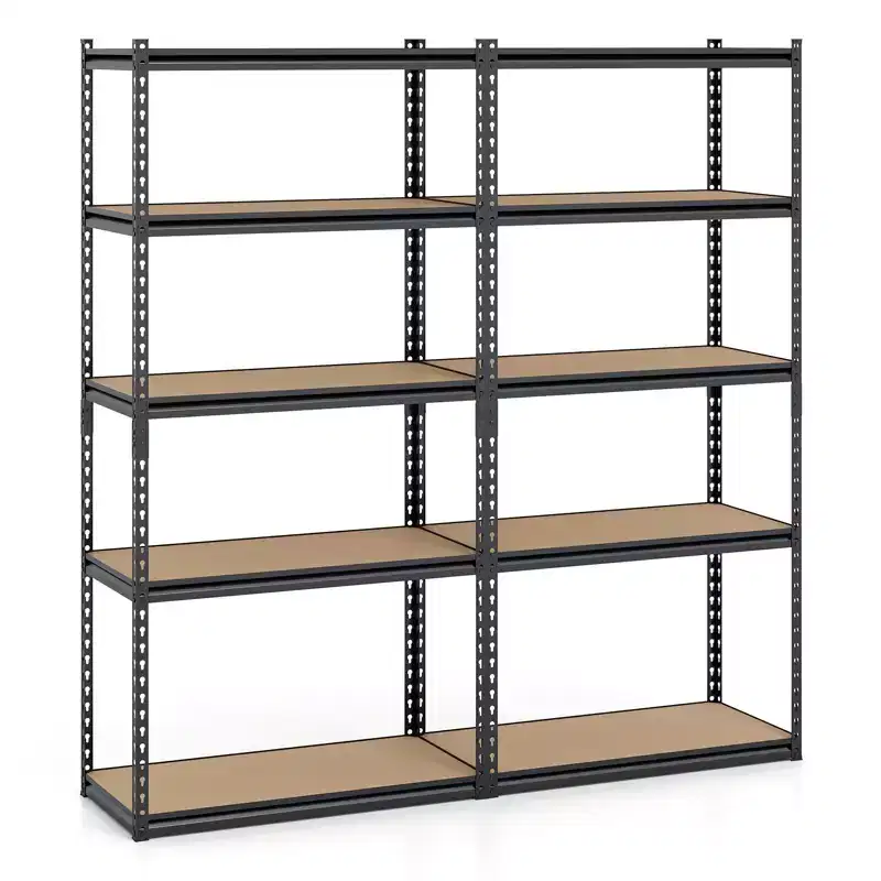 Gymax 2PCS 5-Tier Garage Shelving Unit 2200 LBS Heavy Duty Metal Storage Shelves