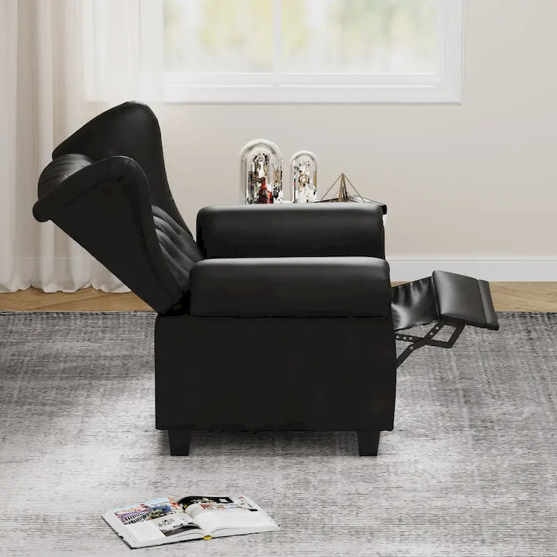 Black Adjustable Tufted Arm Chair with Sturdy Legs