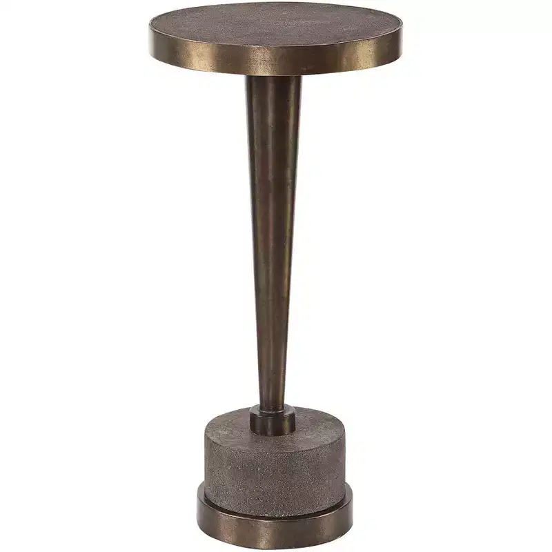 Uttermost Industrial Oxidized Bronze Round Drink Table 10 1/2 Wide Brown Gray Living Room Bedroom Bedside Entryway House Office