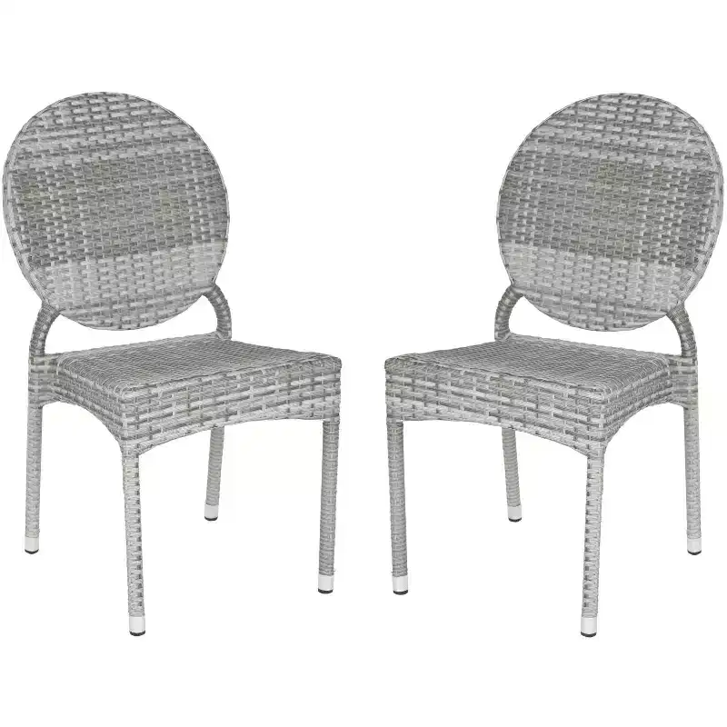 Valdez Stackable Side Chair Indoor/Outdoor (Set of 2) - FOX5204 - Grey - Safavieh Couture