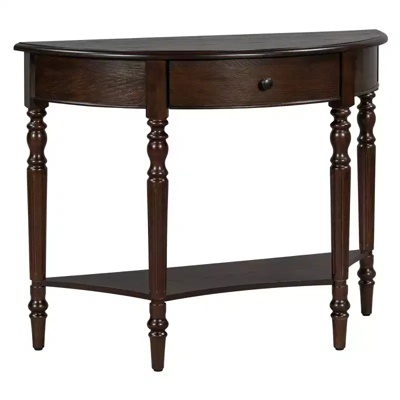 Polibi Farmhouse Crescent Entry Console with Drawer & Shelf