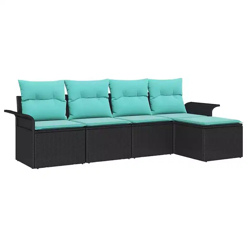 vidaXL Garden Sofa Set with Cushion 5 pcs Brown Poly rattan
