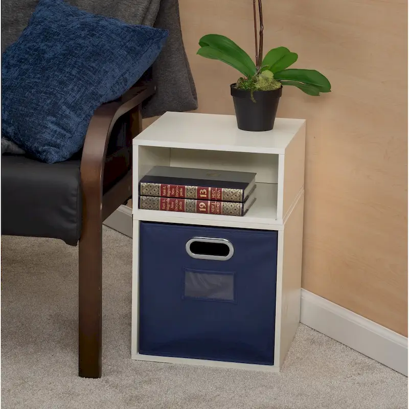 Noble Connect Half Size Stackable Storage Cube- White Wood Grain