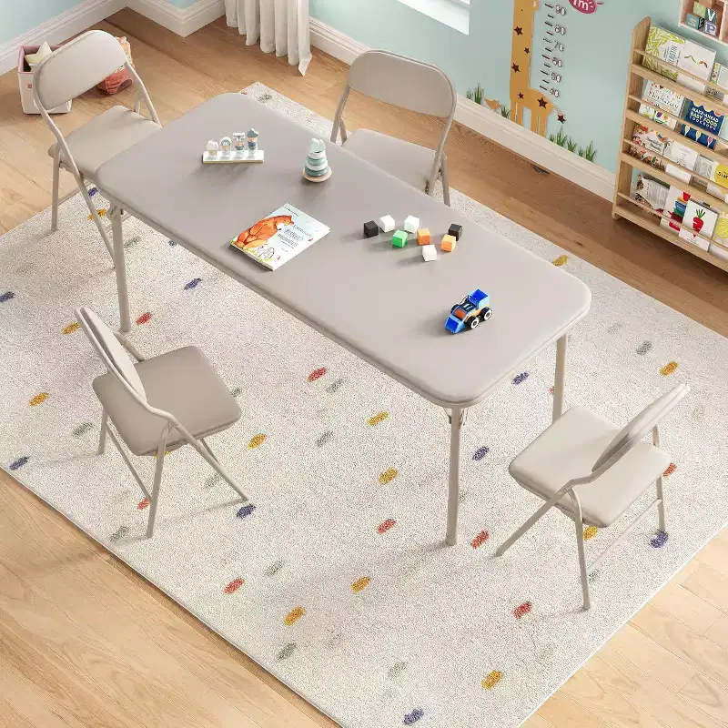 5-Piece Kids Folding Table and Chairs Set, Toddlers Children's Activity Table and Chairs Set for Dining Room,Daycare,Classrooms