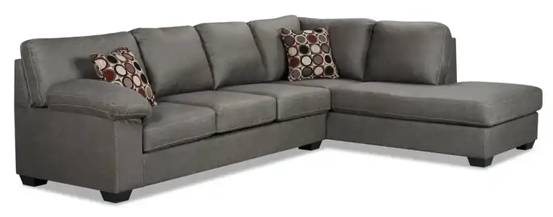 in Canada Morty  Right-Facing Leather-Look Fabric Sofa Bed with Accent Pillows