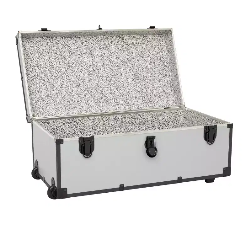 Seward Trunk 30" Paper Line Wheels Black and Alloy: Footlocker Storage, College Camp Trunk, 200 lb Capacity, No Assembly