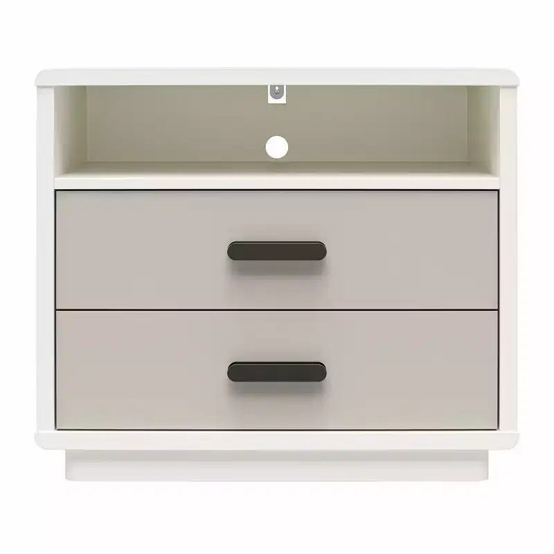 CosmoLiving by Cosmopolitan Valencia 2-Drawer Nightstand, Taupe and White