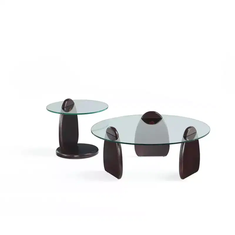 Manhattan Comfort Artesia 2pc Coffee Table and End Table Set Dark Walnut