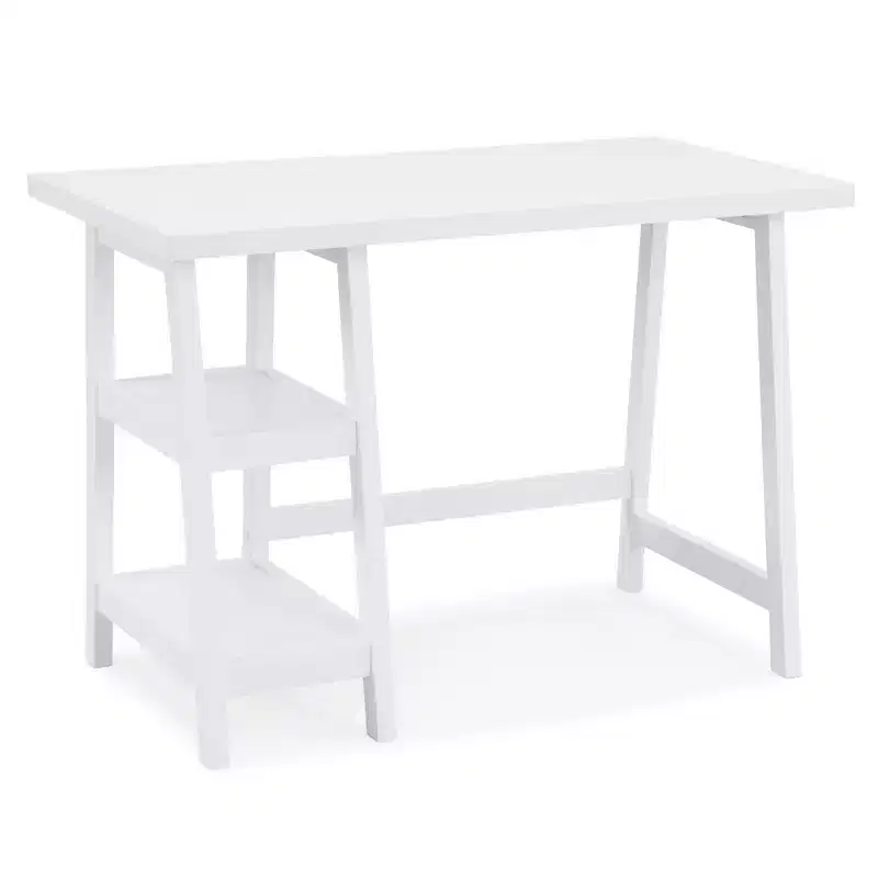 Roundhill Furniture Redina Contemporary Wood Writing Desk with Storage, White