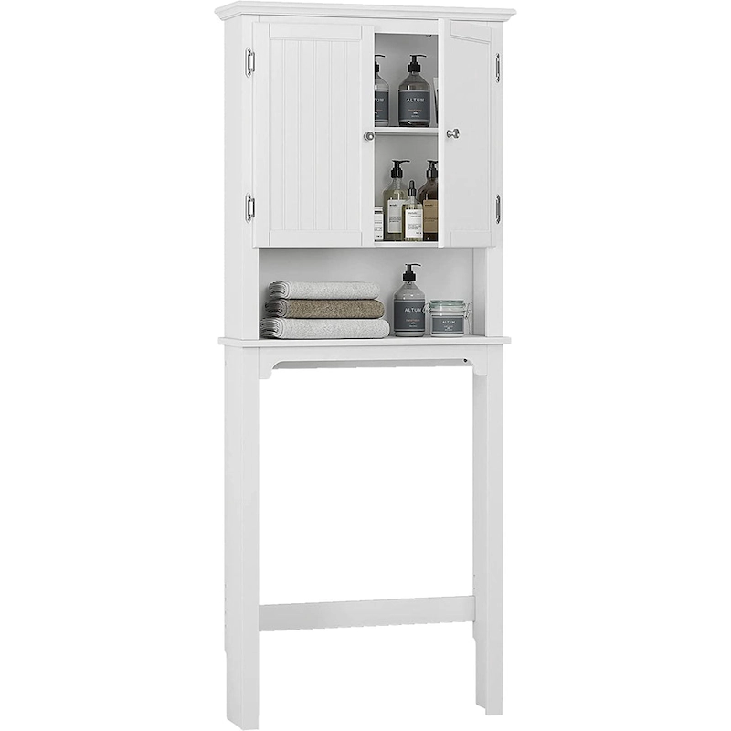 UTEX Bathroom Storage Over The Toilet, Bathroom Cabinet Organizer with Adjustable Shelves and Double Doors