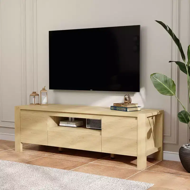 TV Stand with Doors and Cabinet, Entertainment Center, Entertainment Stand for TVs Up to 60, TV Console for Living Room, Bedroom