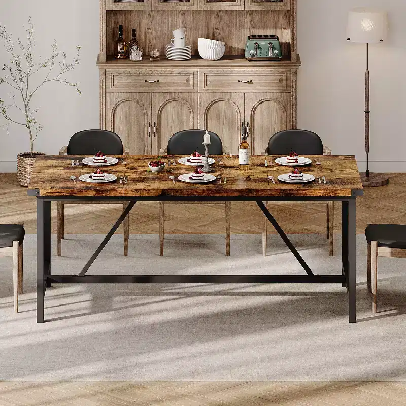 Dining Table for 6-8 People, 70.87 Rectangle Wooden Dining Room Table, Heavy Duty Kitchen Table, Dinner Table, Easy Assembly