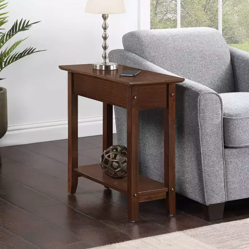 HomeStock Belmont Compact End Table with Built In Magazine Rack, C Frame Design for Easy Sofa Placement and Convenient Living Room Use