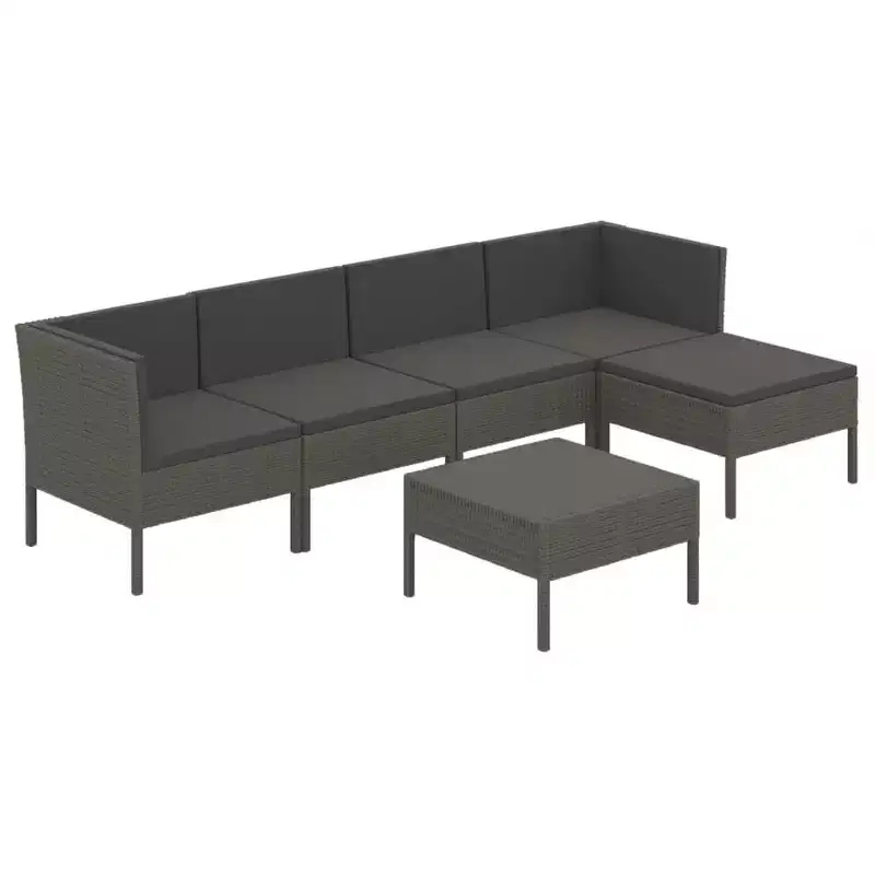 vidaXL Patio Lounge Set Outdoor Sectional Sofa Set Table Poly Rattan Gray