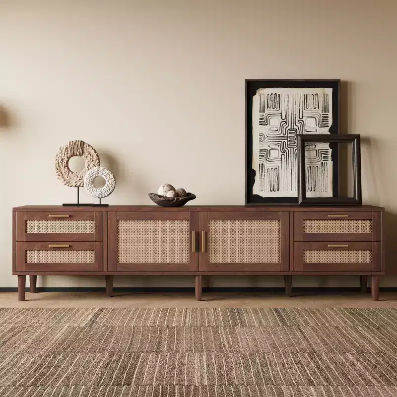 JVNOXK 78 inch Modern Entertainment Center TV Stand, Suitable for Media Cabinets Up to 85 Inches with 4 Drawers and Solid Wood Legs