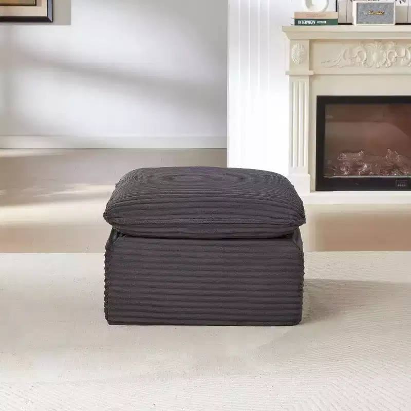 TUYOHW Modern Cloud-Like Modular Ottoman for Sectional Sofas,Plush Corduroy Fabric Footrest Ottoman with High Density Sponge Padding