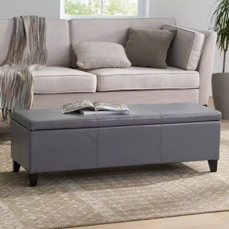 TUYOHW Storage Bench,51.25 End of Bed Ottoman Bench with Soft-Close Lid,Rectangle Ottoman for Living Room,Entryway