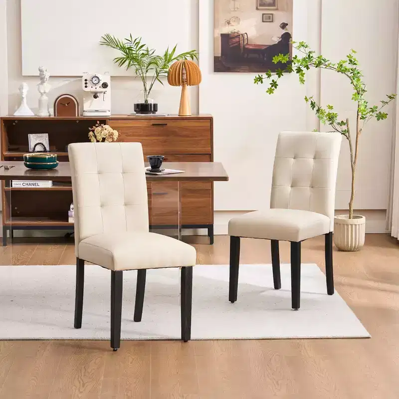FERPIT Faux Leather Tufted Upholstered Dining Chairs Set of 2