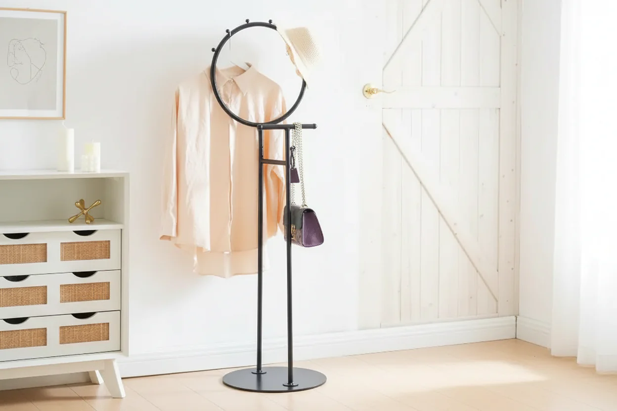 Valet Clothes Stand with Storage Tray, Towel Rack, Blanket Drying Holder for Bedroom, Laundry Room & Bathroom