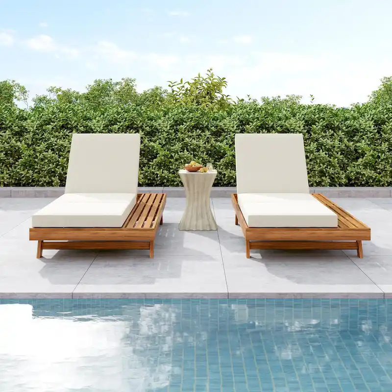 Christopher Knight Home- Michael Outdoor Acacia Chaise Lounge Set of 2