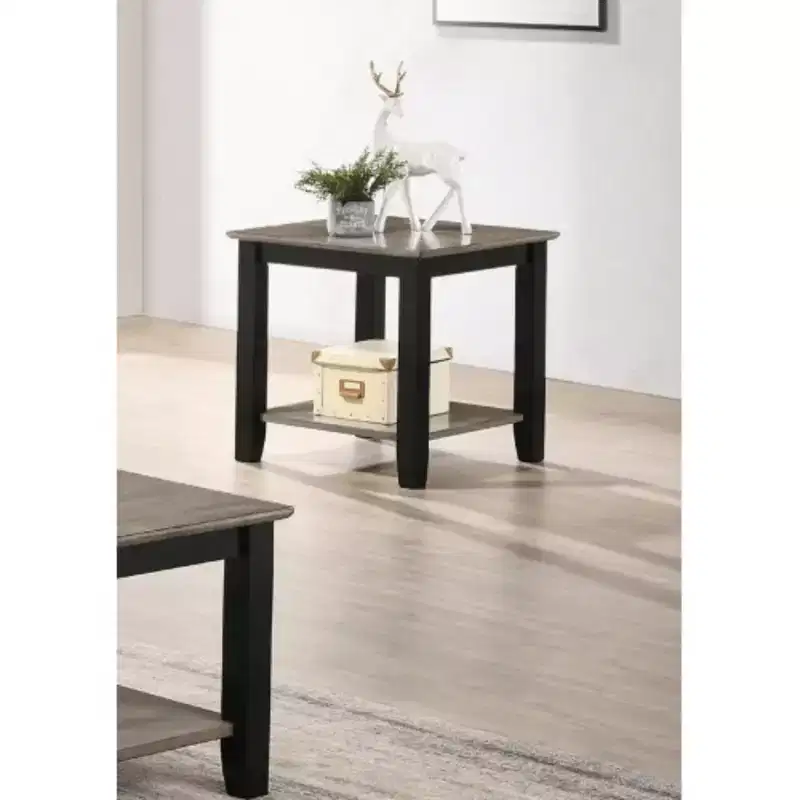 Simple Modern Look Wooden 1pc End Table Living Room Sofa Side Table Solid Rubberwood