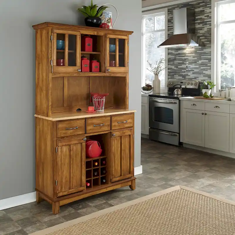 Homestyles Buffet Of Buffets Brown Wood Buffet with Hutch - 44 x 17 x 72