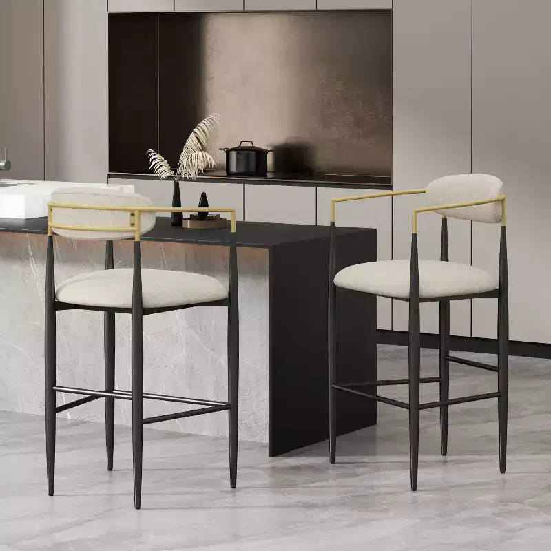 Christopher Knight Home Set of 2 30 Elmore Barstools Beige/Black/Gold