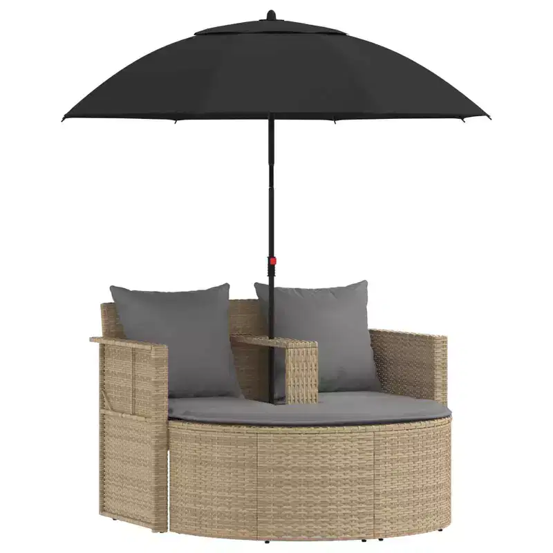 vidaXL Garden Sofa with Cushion 8 pcs Beige and Light Grey Poly Rattan