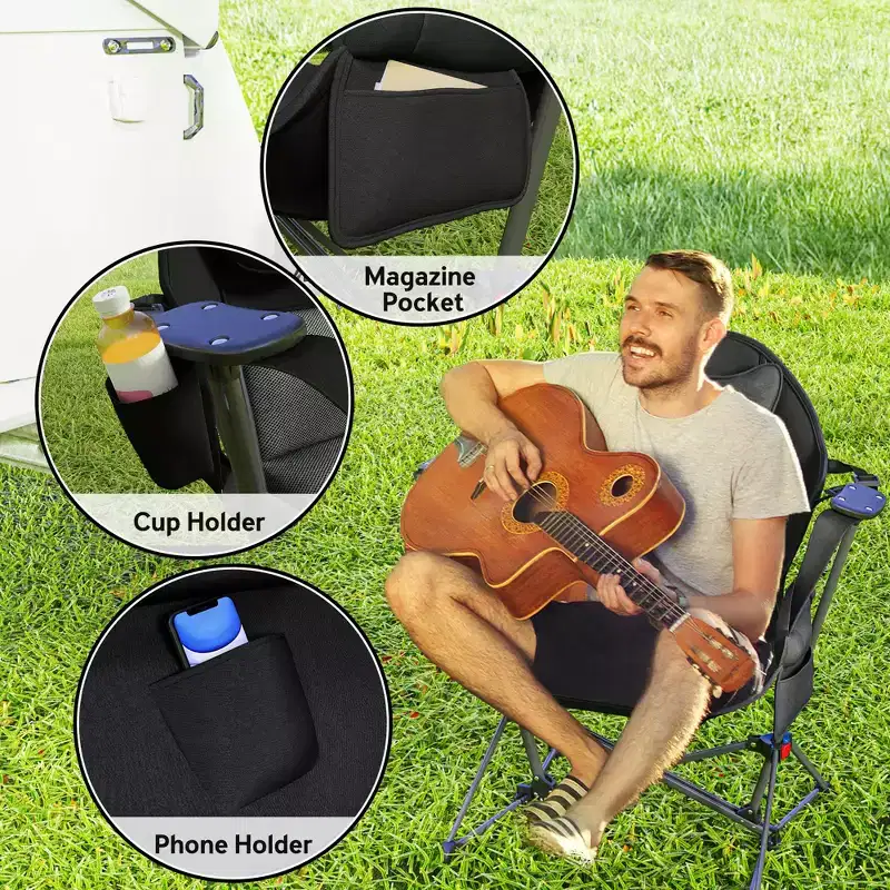 Hammock Camping Chair of , Adjustable Back Swinging Hammock Chair with Cup Holder and Padded Seat