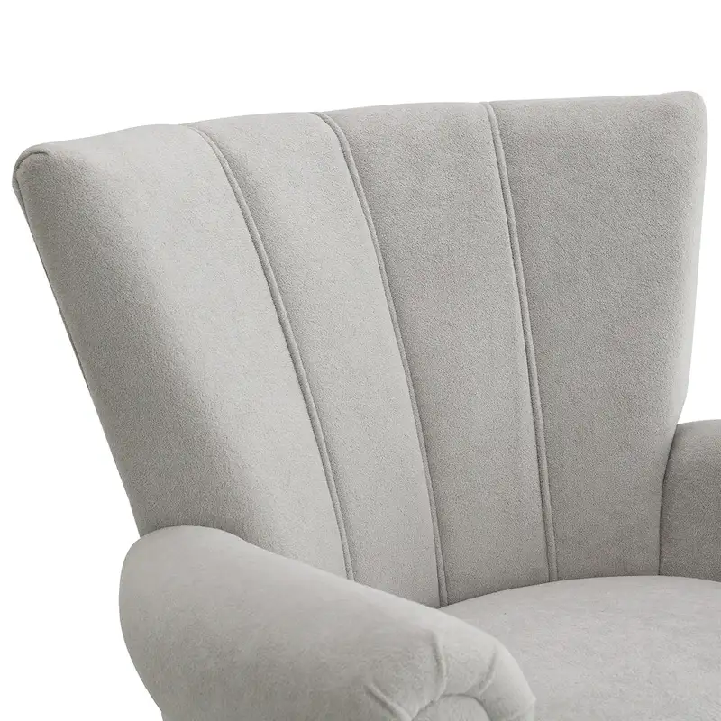 Grey Modern 29 Upholstered Arm Chair with High-Density Foam and Channel Back