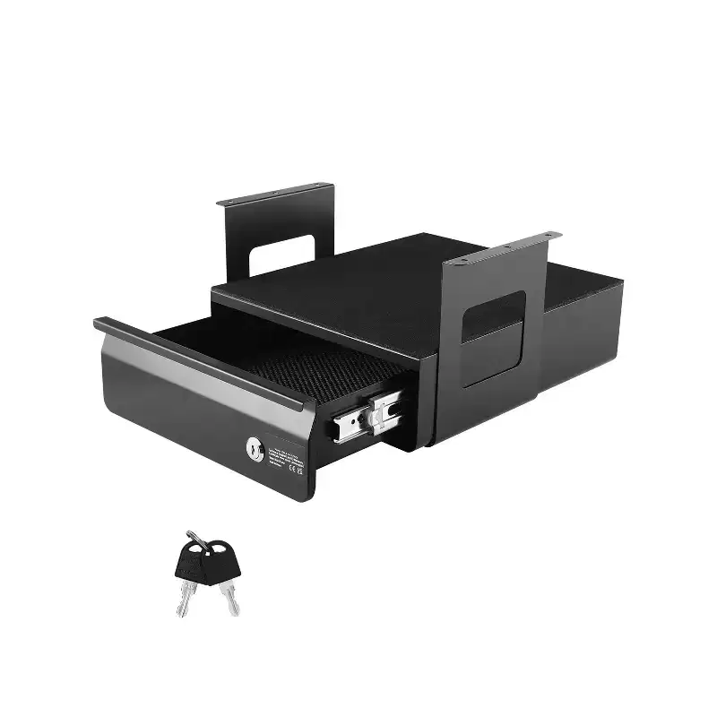 13 Wide Under Desk Drawer Slide Out, Under Desk Mounted Pull-out Drawer Attachment, Hidden Desktop Storage Organizer, 14x13x7 in, Black