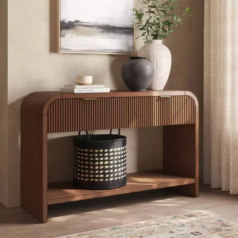 Lupine Reeded Console Table with Two Drawers Dark Brown - Threshold™