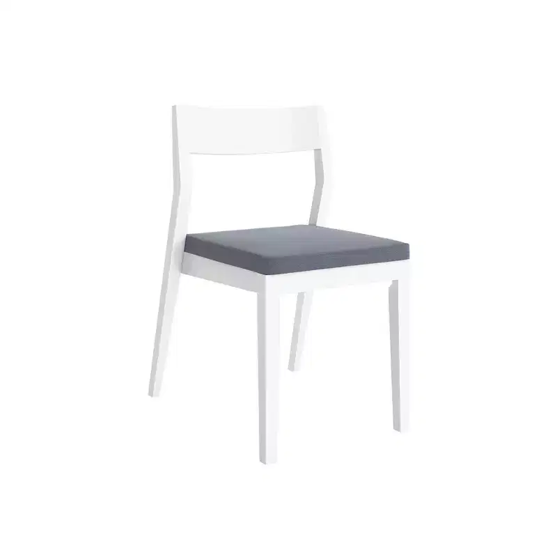 Plank+Beam Set of 2 Modern Dining Chairs, Cushioned Seat Kitchen Chair, Upholstered Solid Wood Chair for OfficeandLivingRoom, White/Slate