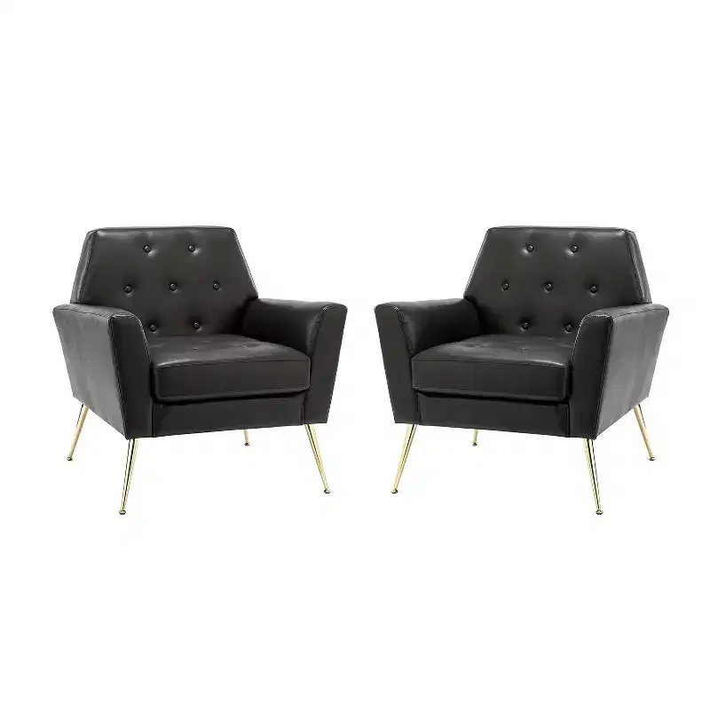 Set of 2 Maris Wooden Upholstered Contemporary Accent Armchair with Button-tufted for Bedroom Living Room| ART OF LIVING DESIGNS