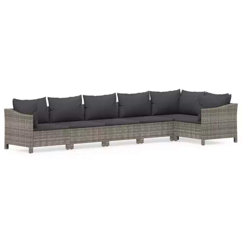 vidaXL Garden Lounge Set Gray PE Rattan Large Modular