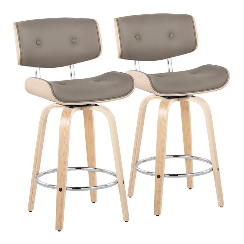 Carson Carrington Leksand 26 Fixed-Height Counter Stool with Bent Wood Legs (Set of 2)
