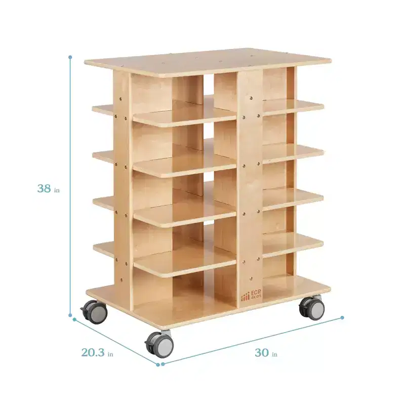 20-Compartment Mobile Storage Tower with 20 Cubby Bins, 5x4, Kids Furniture