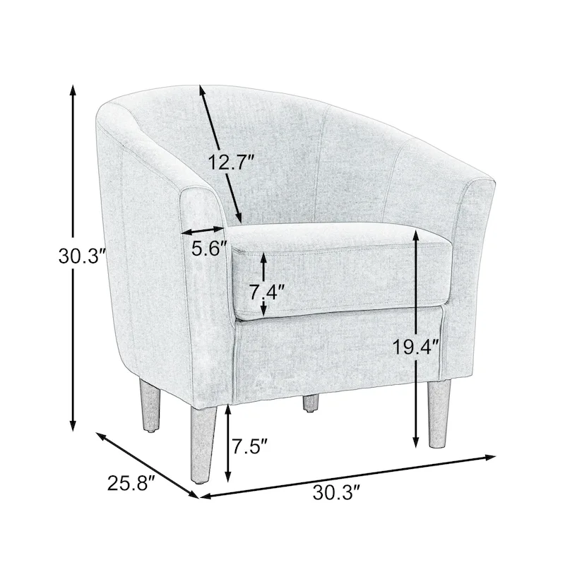 2 Set Modern Accent Chair Upholstered Barrel Chair