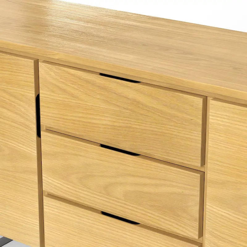 WYNDENHALL Mitchell Metal 60 inch Wide Rectangle Modern Industrial Sideboard Buffet in OAK WOOD - 60 x 17 x 30