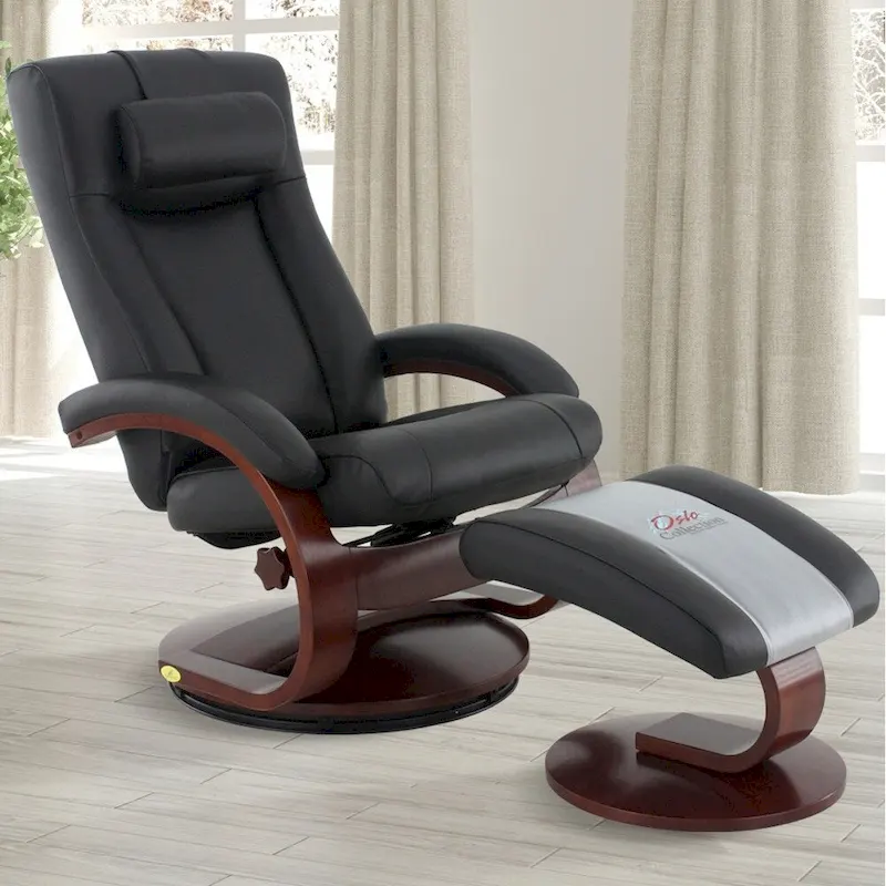 Relax-R Hamilton Recliner and Ottoman with Pillow Top Grain Leather
