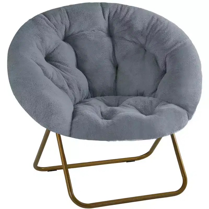 Comfortable Faux Fur Disc Accent Chair - Adult-Size for Bedroom & Living Room