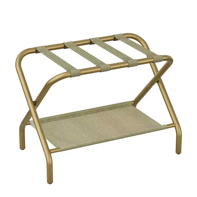 Luggage Rack for Guest Room, Folding Suitcase Stand with Shoe Shelf