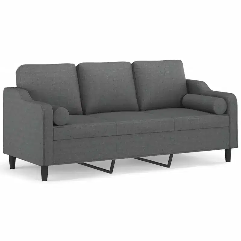 2-Seater Sofa with Throw Pillows Accent Loveseat for Living Room Fabric