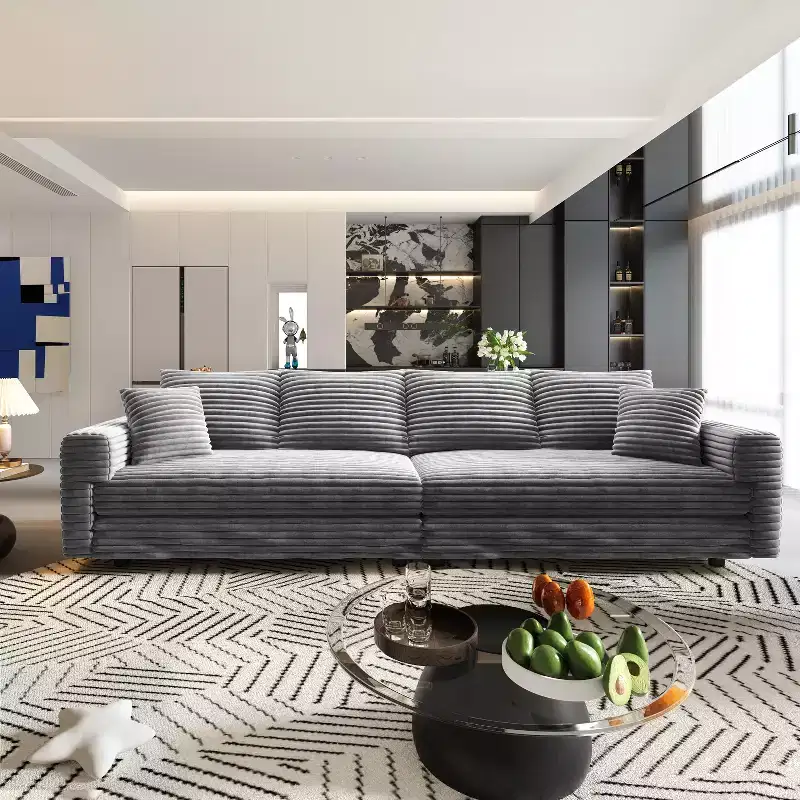 MAYEERTY Modern Comfy Upholstered Sofa Cloud Deep Seat Couches with Soft Pillows for Living Room Bedroom Office Gray